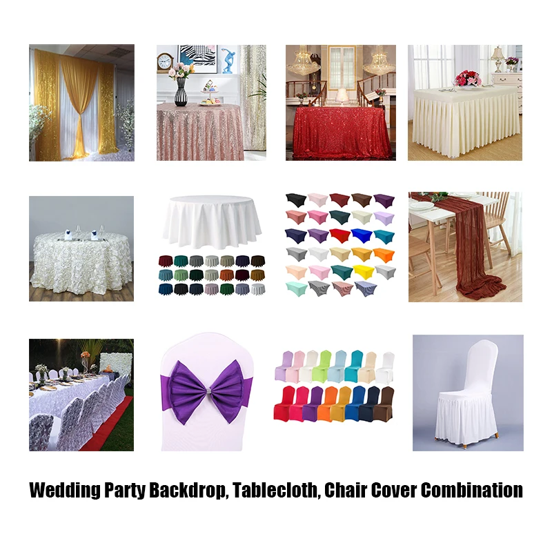 Rectangle polyester banquet elastic stretch table cover outdoor ruffled spandex wedding table cloth skirt