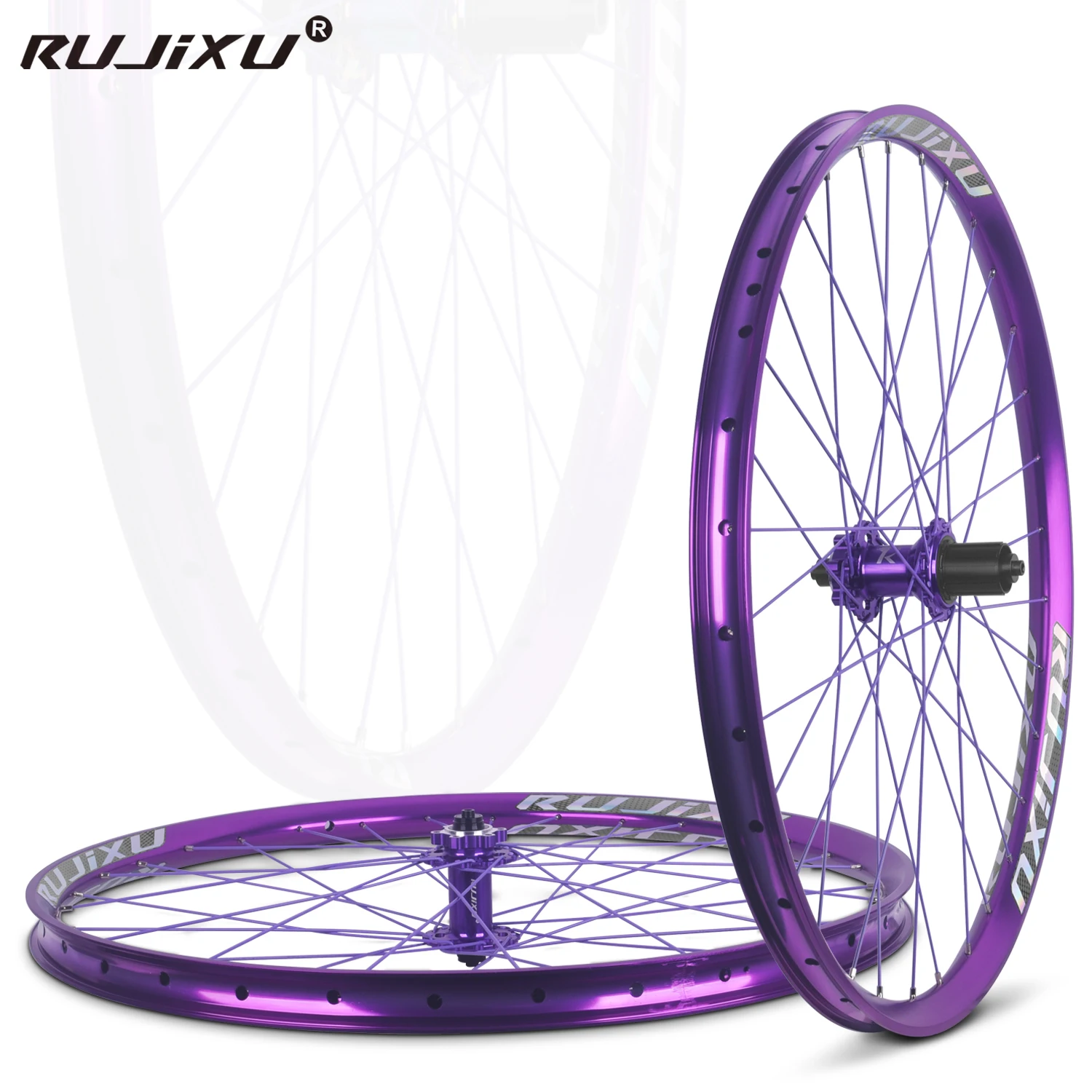 RUJIXU Premium Purple Ring Purple Hub Mountain Bike Wheelset 24 26 29  Inch Aluminium Alloy Rim BMX Disc Brake Wheelset