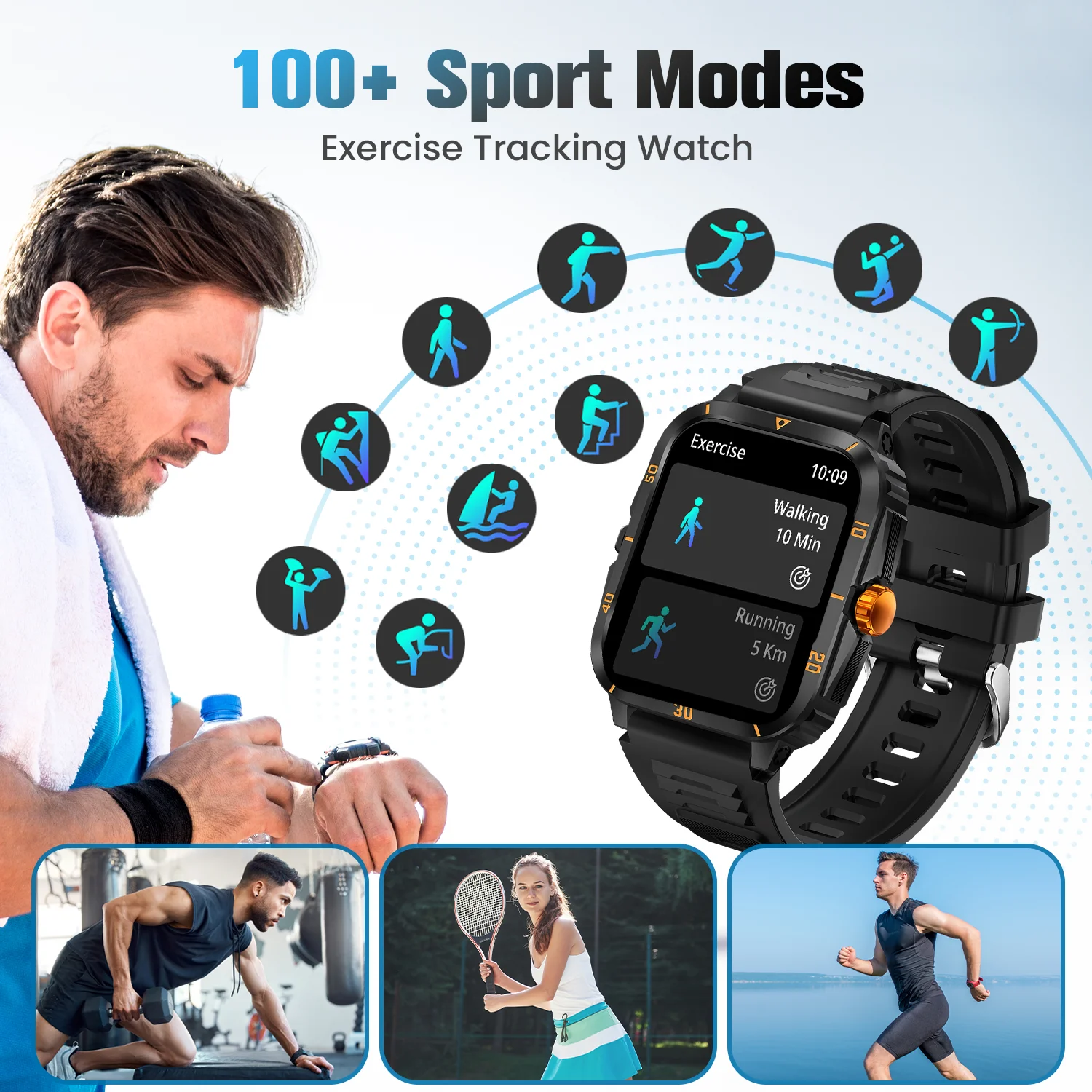 Waterproof 3ATM Smart Watch Inch Large Full Touch Screen 430 MAh  Battery V71 Make Calls Heart Rate Spo2 Fitness Wrist Watch