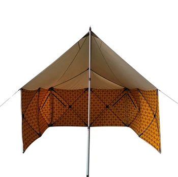 Outdoor Printing Fabric Foldable Quick-Set Canvas Screen Hub Pop-up Camping Hiking Windbreaker Screen Tent with Tarp