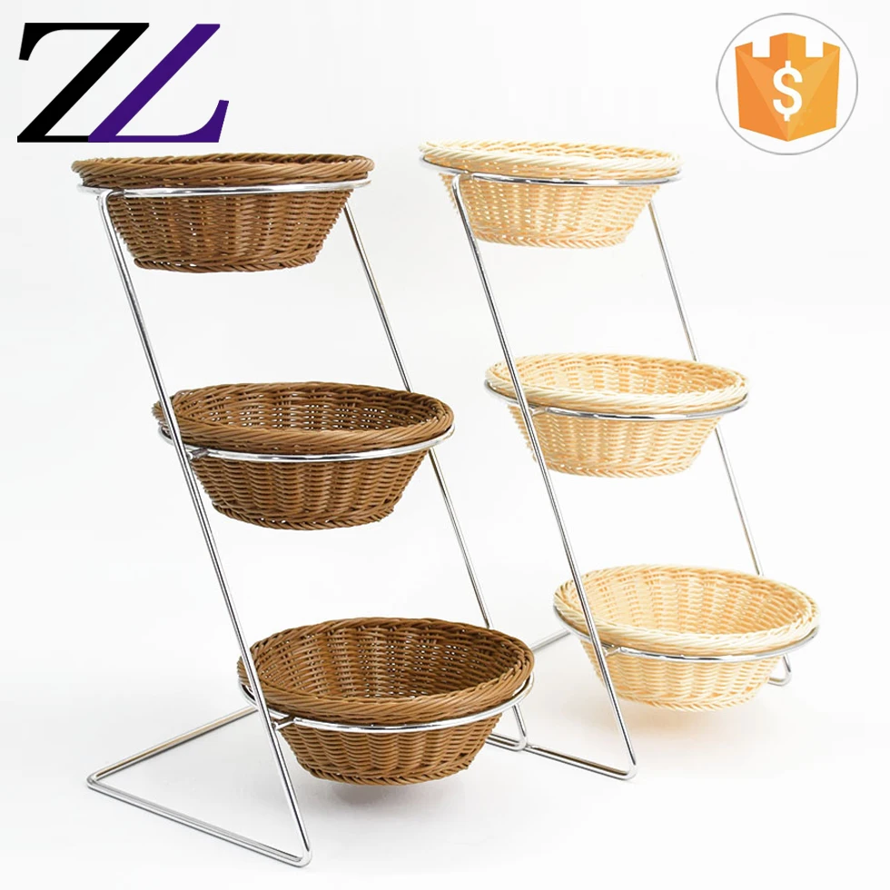 5 Star Fruit Buffetware Display Rectangle Rattan Stainless Steel Bracket Acrylic Window Metal Cake Stand Break Basket with Lid