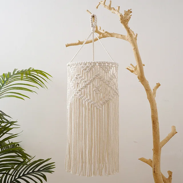 Washable boho decor cotton natural rope macrame lampshade frame