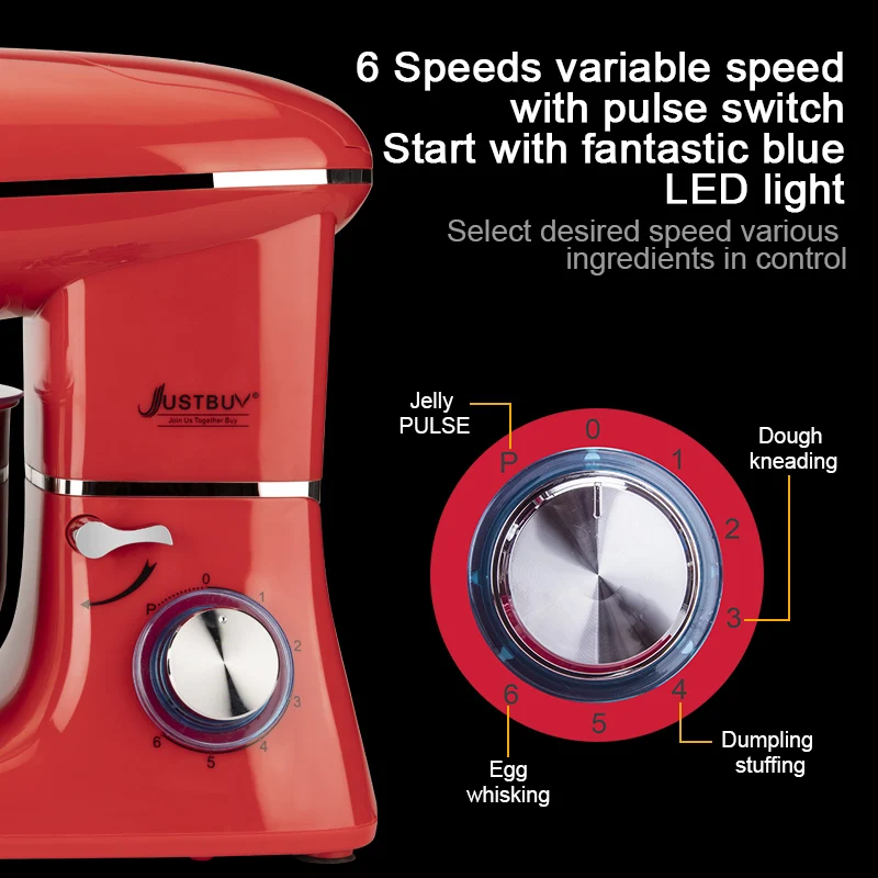 Amazon Горячая Распродажа! Просто купите 1500W 5.5L нержавеющим чашом тестомесительная машина миксер кухня Планетарный Миксер