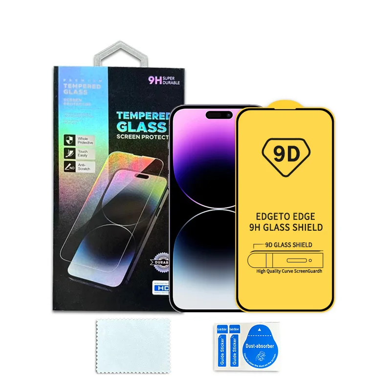 Silk Printing Full Glue 9D 9H Tempered Glass Screen Protector for