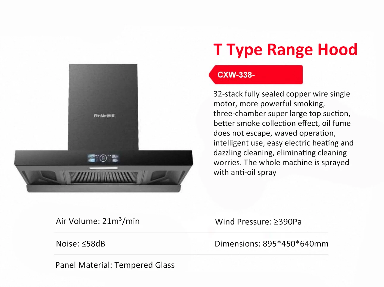 Modern Full Machine Antioil Extractor Hood Large Suction Intelligent