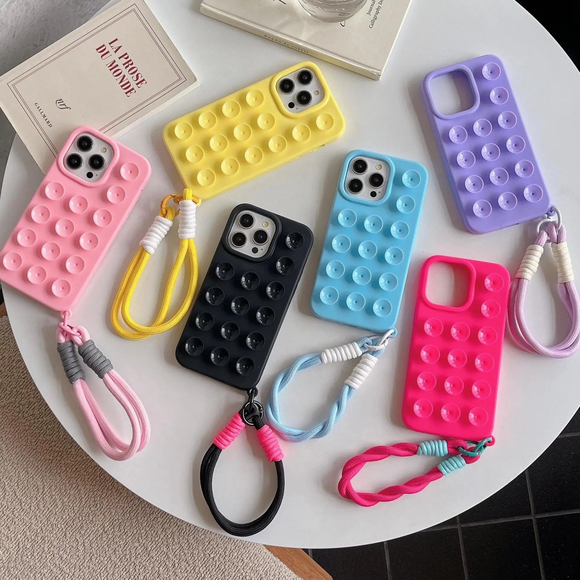 Silicone Suction Cup Mobile Phone Case With Lanyard Soft Cover For Iphone 15 14 13 12 11 Xr Xs Max Pro Plus factory