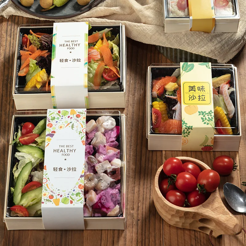 Food Container Tray Packaging Box Sushi Box Japanese Sushi Takeaway Togo Wooden Wood Fruit Cake Custom Biodegradable Disposable