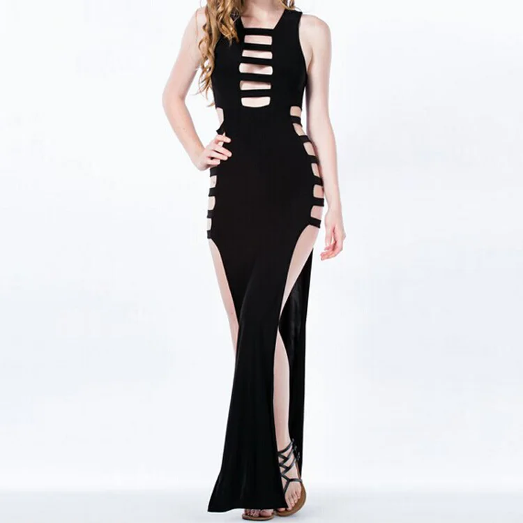 Ladies Ladder Cut-out Double Slit Maxi 