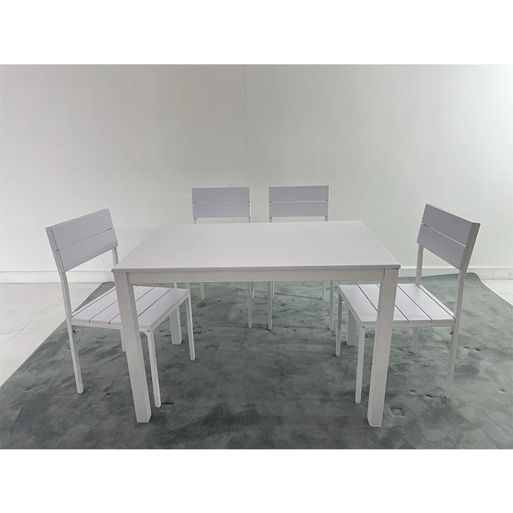 2021 NEW design Dining table set with 4 chairs MDF+PVC dining set for dining room DS-099 with Live show