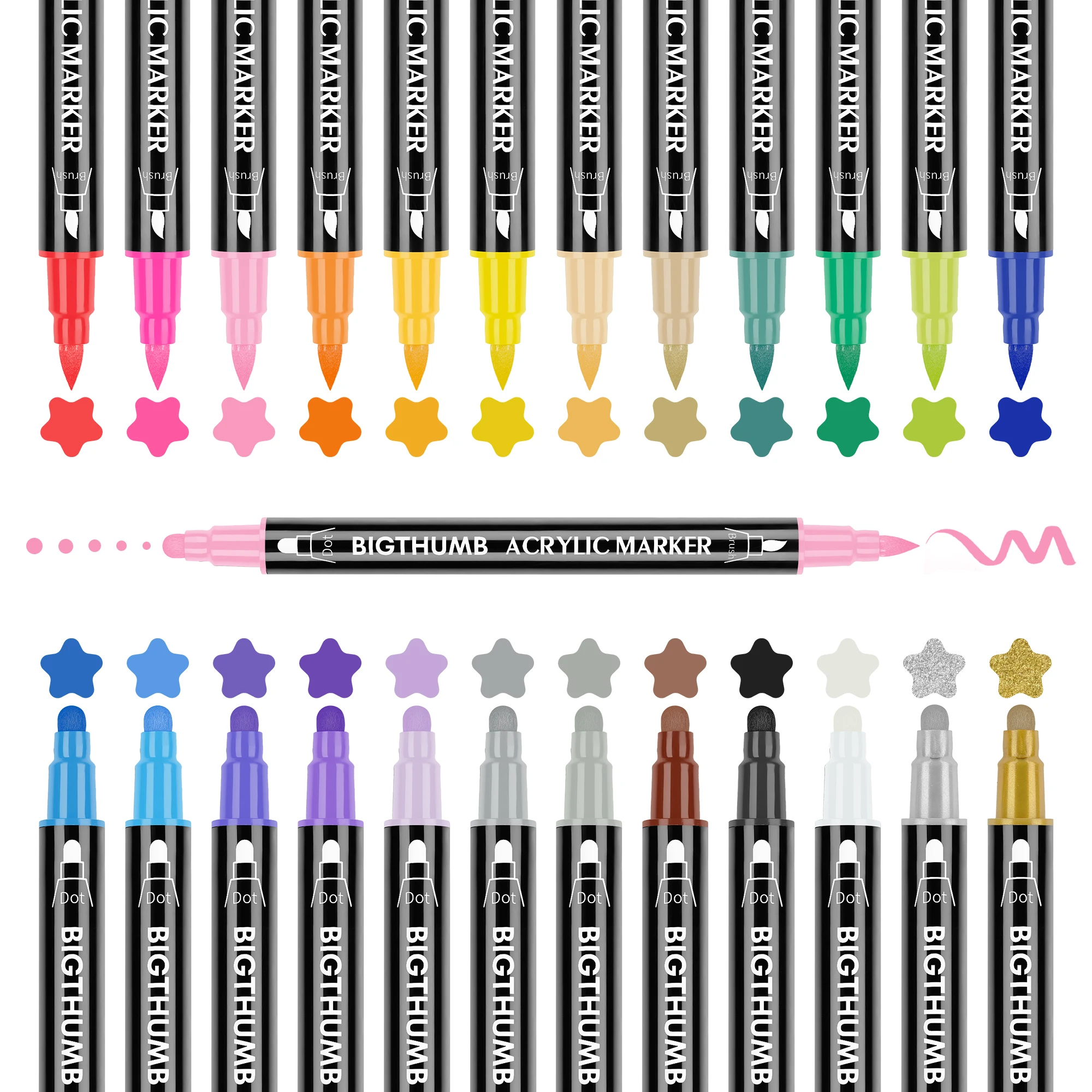 12 видов цветов двухсторонний маркер
