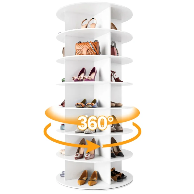 Factory Direct 7 Tier Revolve Wood Round Rotating Shoe Rack for Entryway Bedroom