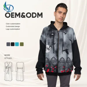 Men's Oversized Pullover Hoodie, Printed Autumn Streetwear, 100% Pure Cotton Hooded Sweatshirt Top