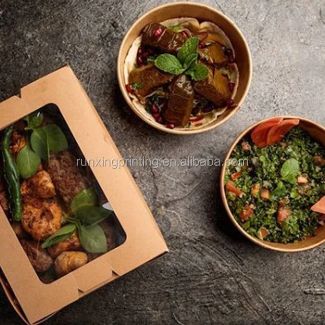 Custom Deluxe Compostable Eco Friendly Paper Boxes Fast Takeaway Box Food Packaging