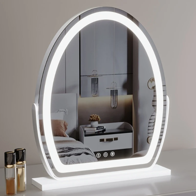 Oval LED Vanity Mirror with Smart Touch Buttons and USB Charging for Personal Beauty