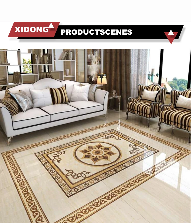 OEM 1200x1800mm Golden Porcelain Polished Decorative Carpet 3d Tiles Crystal flower carpet porcelain 3d floor tiles manufacture