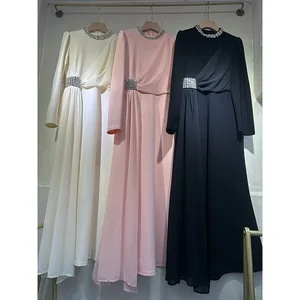 Factory Wholesale European American Party Dress Women Spring Autumn New Fashion Temperament Diamonds Crystal Floor-Length Waist