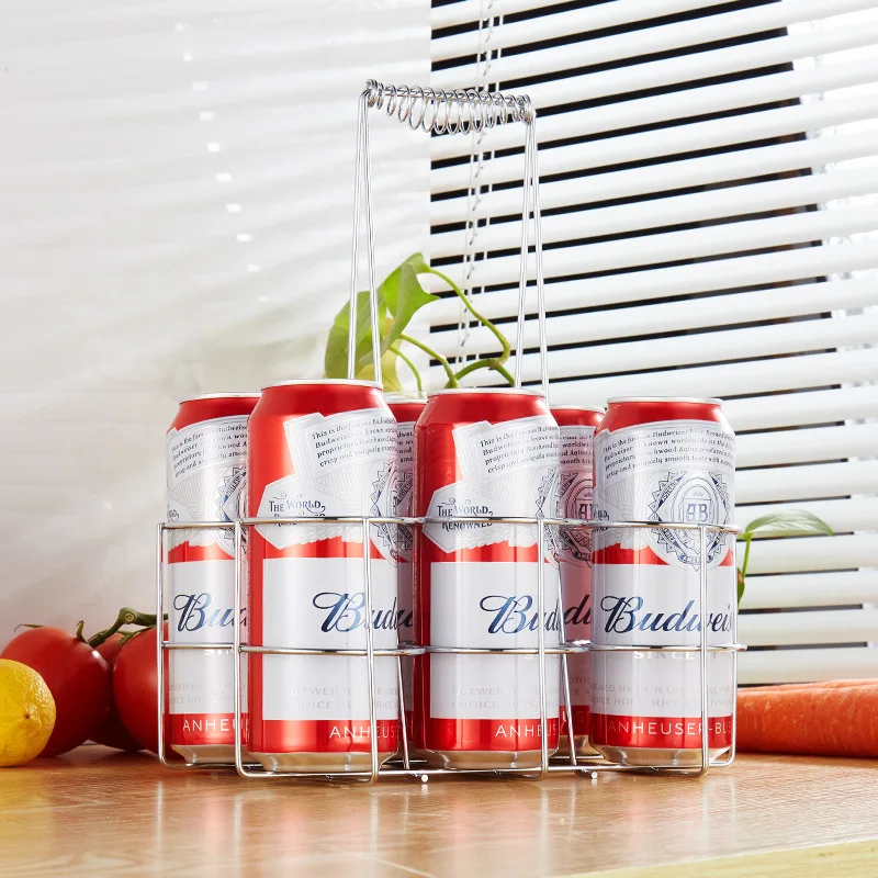Factory Direct Iron Wire Wine Rack Portable Display Cans Wine Beer Bottle Basket