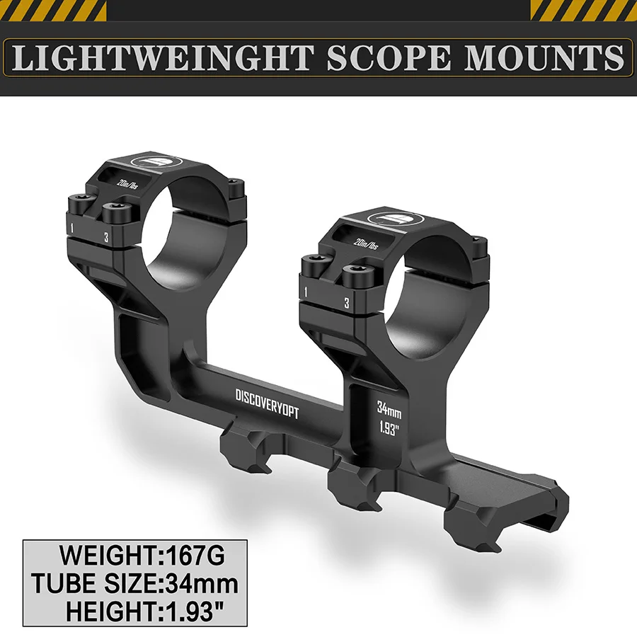Discoveryopt LIGHTWEINGHT Scope Mount 20mm System 34mm Tube Diameter Slope Scope Mount Ring