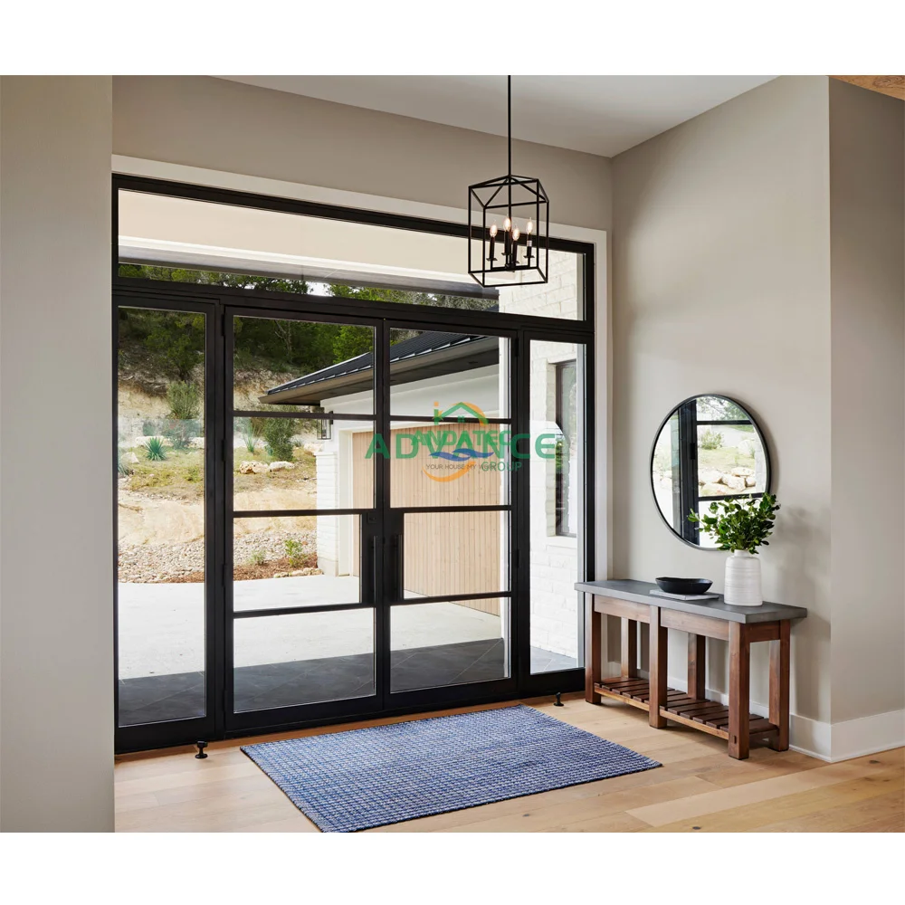 Modern Popular French Wrought Iron Glass Doors Swing Style Steel Interior  Bedroom Kitchen Entry Doors, image size:1000x1000