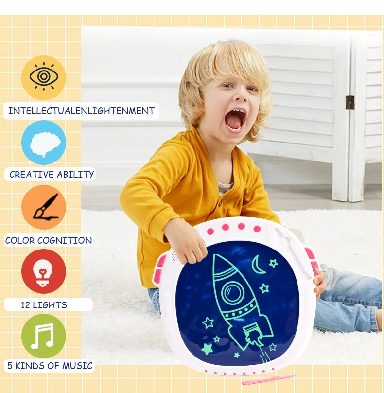 LED Light Music Doodle Board for Kids Factory Custom Design Baby Toy Mini Doodle Board