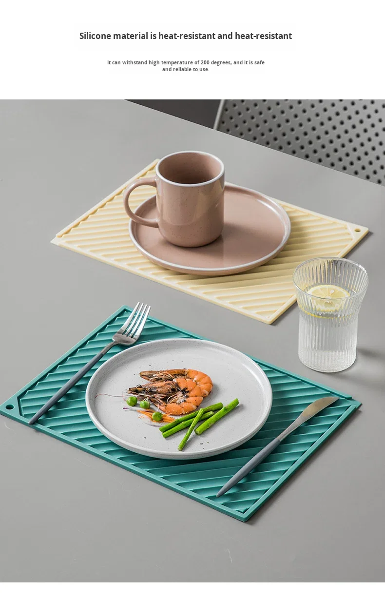 Simple Silicone Heat Insulation Draining Mat Nordic Oil-Proof Design for Dining Tables and Household Use details
