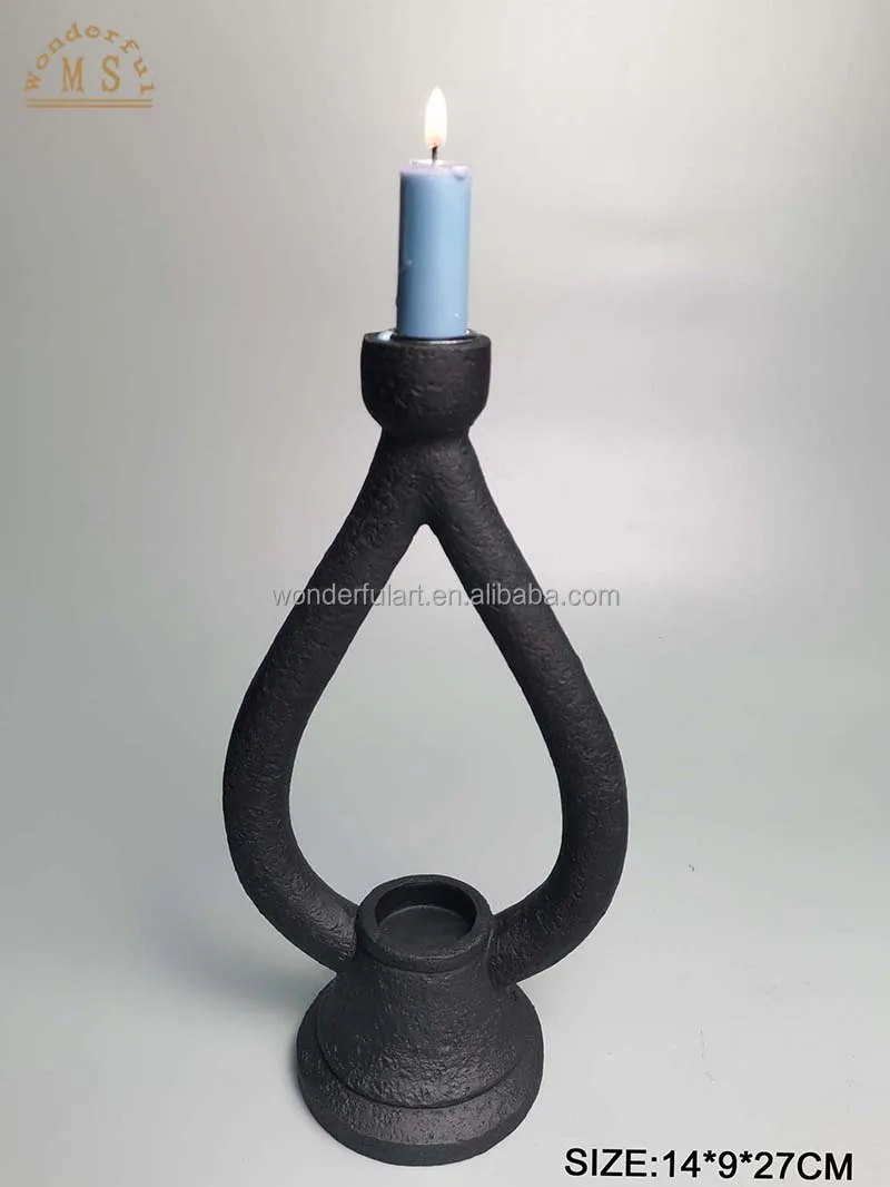 Unique Rustic Resin Candle Holder Black Candlestick Handmade Crafts for Table Centerpieces Decoration Homedecor and Indoor