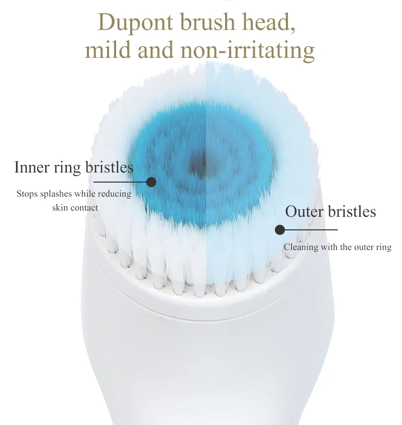 Waterproof 3 In 1 Rechargeable Sonic Spin Facial Cleansing Brush