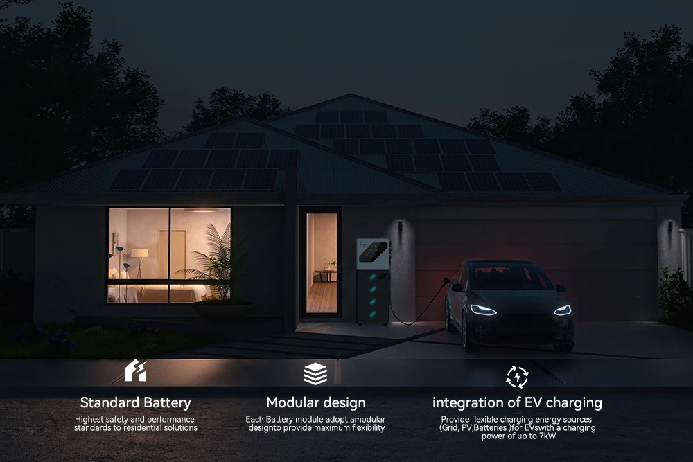 7000W System with Electric Vehicle /EV Charger Emergency Energy Storage PV Storage Charging 300 Ah 15kwh All in One System supplier