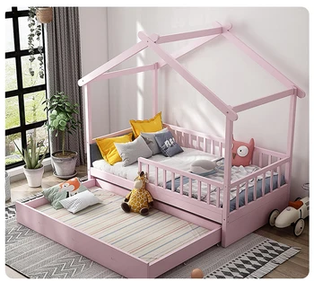 Multi functions 200x90cm large storage drawers pink children bed for girl