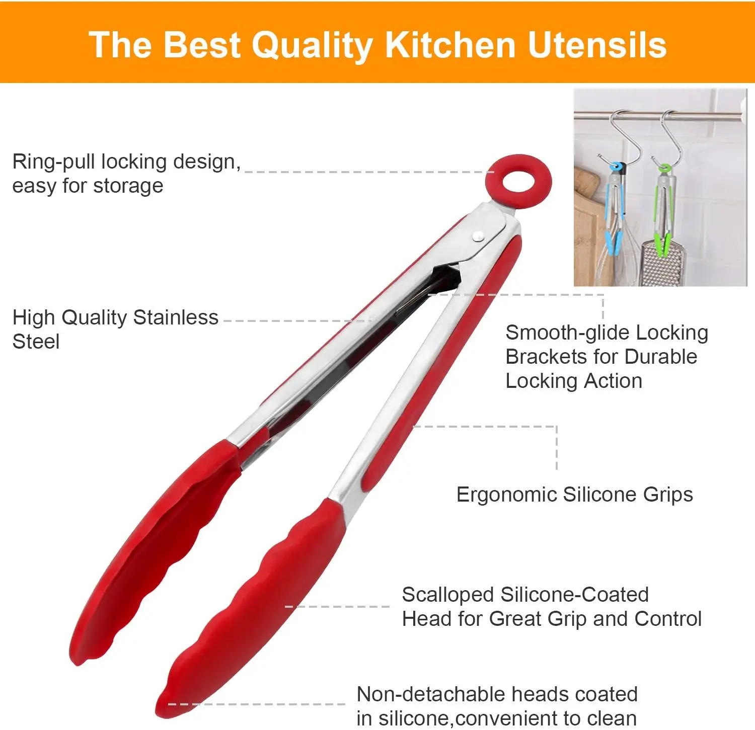 Wholesale Kitchen Cooking Tongs Set With Heat-Resistant Silicone Tips Customized Tongs Stainless Steel Kitchen BBQ Grill Clamps manufacture
