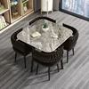 [1 mesa 4 sillas losa de roca] mesa cuadrada - tela de terciopelo café