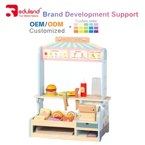 Multifunction Wooden Kitchen & Food Toy for 4-Year-Old Girls Pretend Hamburger for Parties and Play