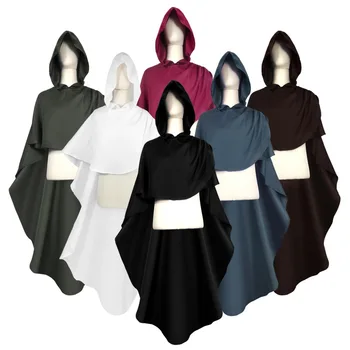 Adult Kid Hooded Cloak Medieval Costumes Halloween Costume Cosplay Cloak Plus Size Retro Vintage Viking Pirate Knight Robes