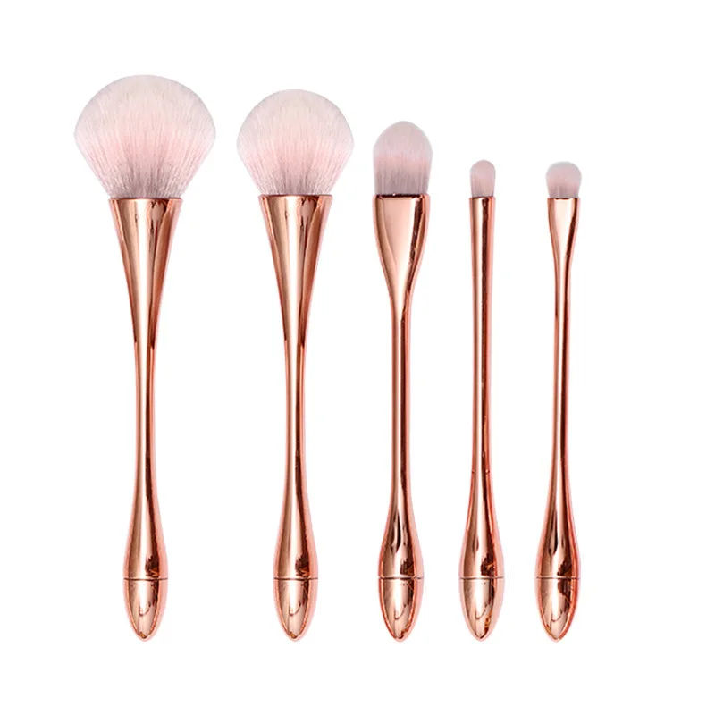 5 PCS Plating Laser Rose Gold Handle loose paint Oversized Super Soft One Set High Gloss Blush Powde