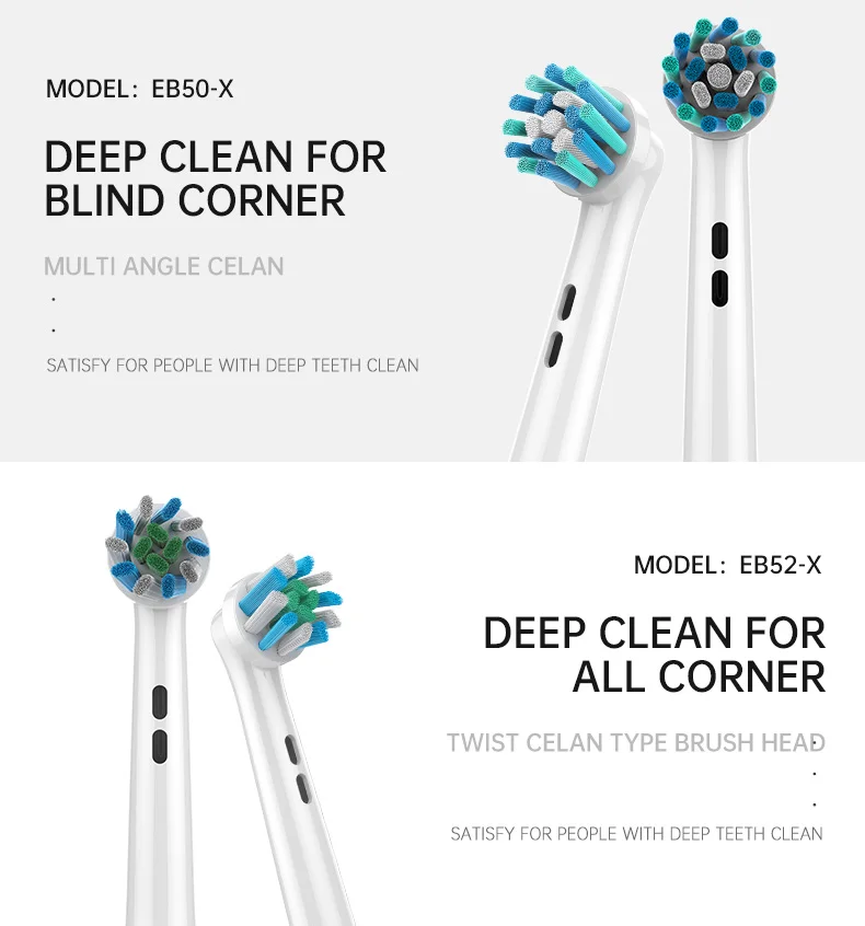 Nylon 610/612 Bristle Toothbrush Heads for Home Use with 100Packs MOQ - Compatible with Rotary Electric Toothbrush