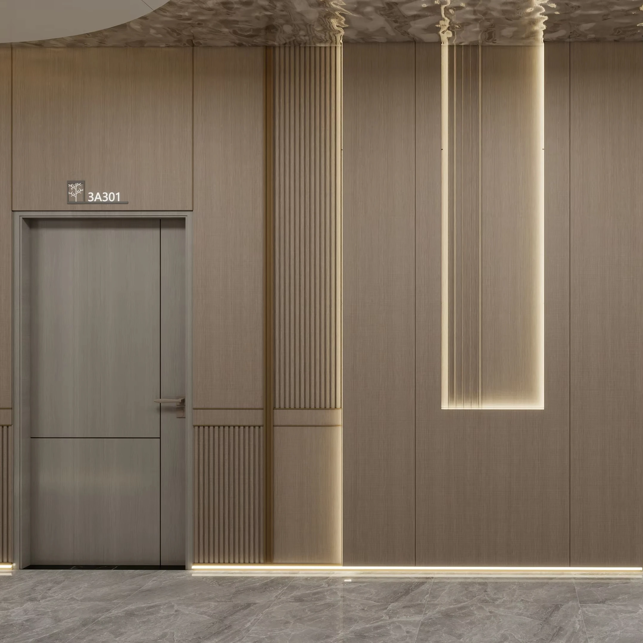 Melinco 3D Design Modern Manual Composite Interior Doors Customizable Wall Cabinet Doors Same Color for Living Room Villa Hotel