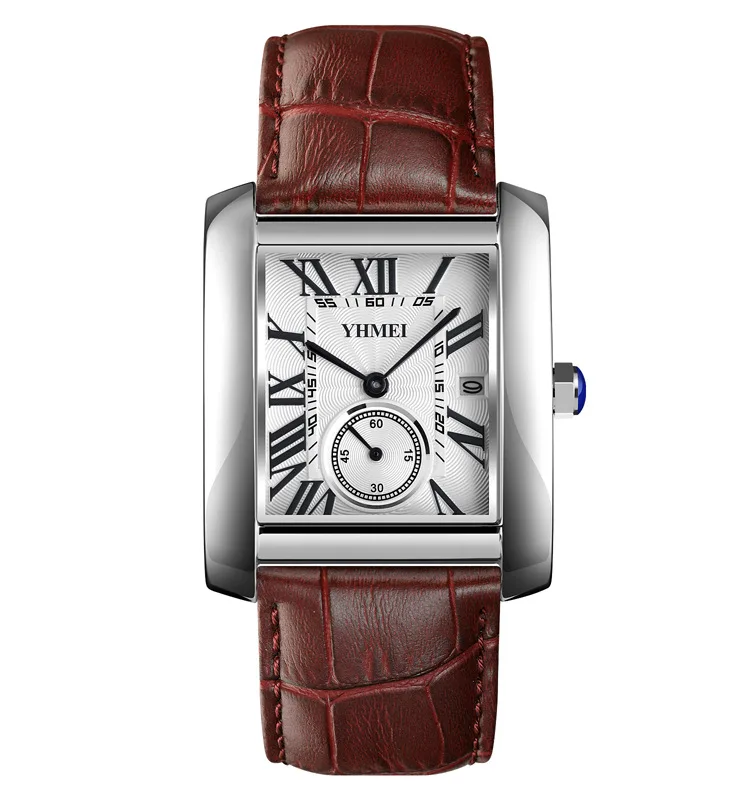 SYN Fashion Quartz Watch Men's Leather Strap Watch Two-Hand Dial Waterproof Watch Men Watch