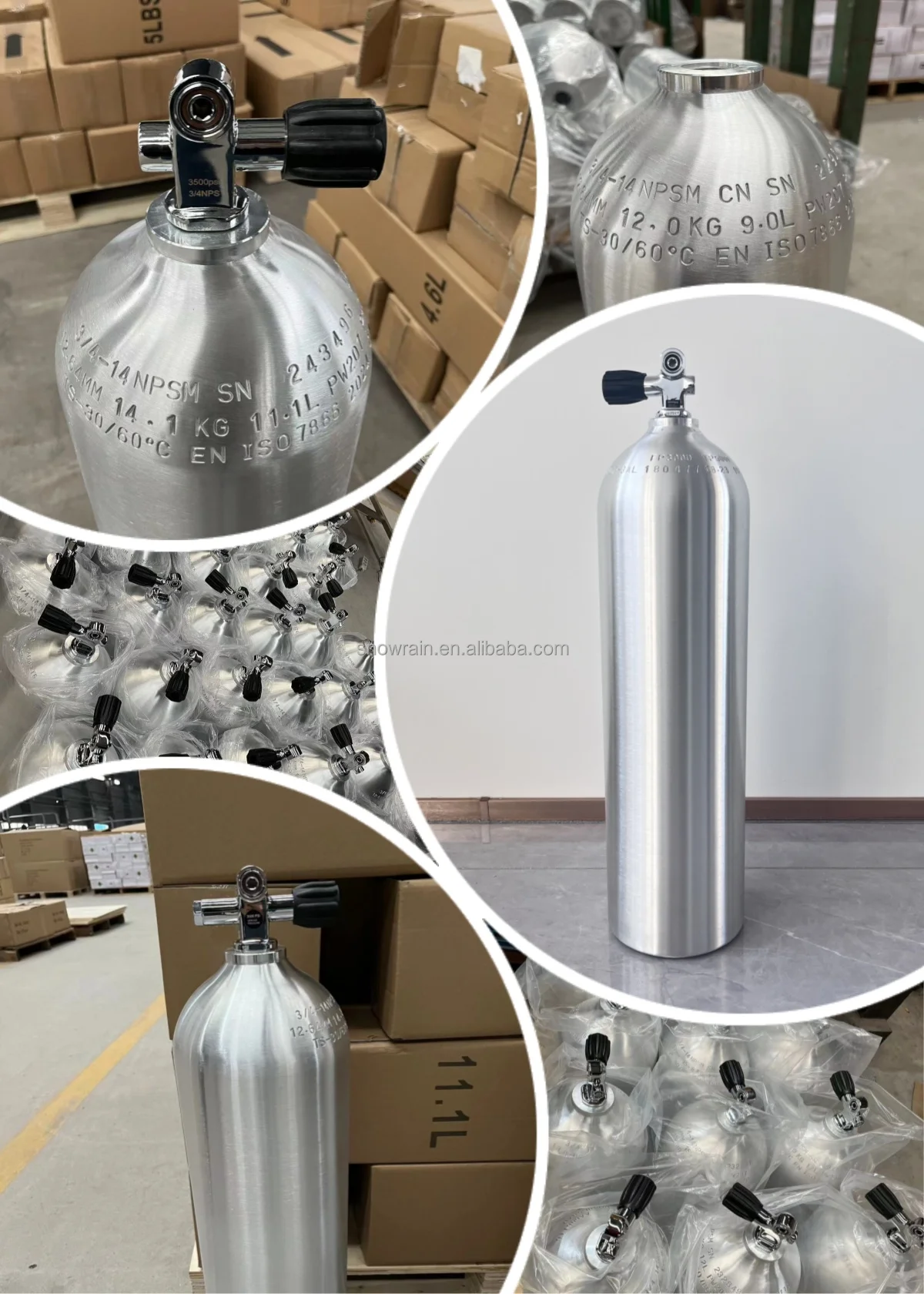 Ce Certified Dot Aluminum Steel 1~20l Scuba Cylinder Oxygen Tank Scuba ...