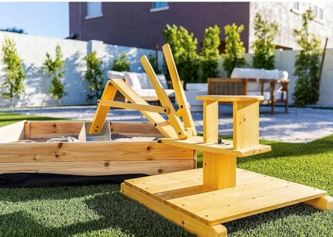 Kids Playground Equipment Wooden Sandbox Digging Toy with Working Crane ...