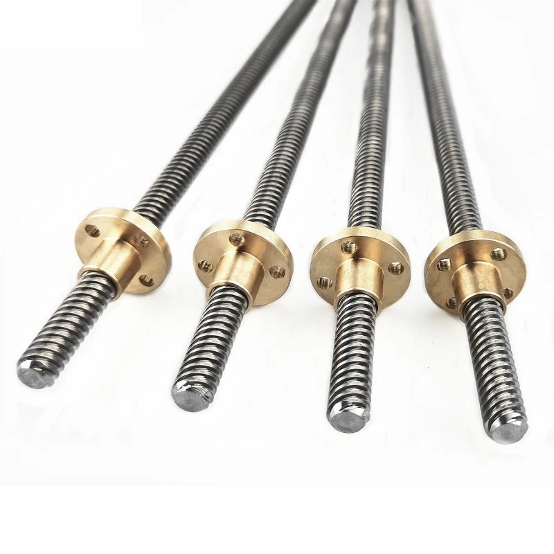 TEBAK W-08 C5 C7  8mm 110 200 400 500 600 1000mm T8 Trapezoidal Lead Screw with Brass Nut for Cnc Machine Stepper Motor
