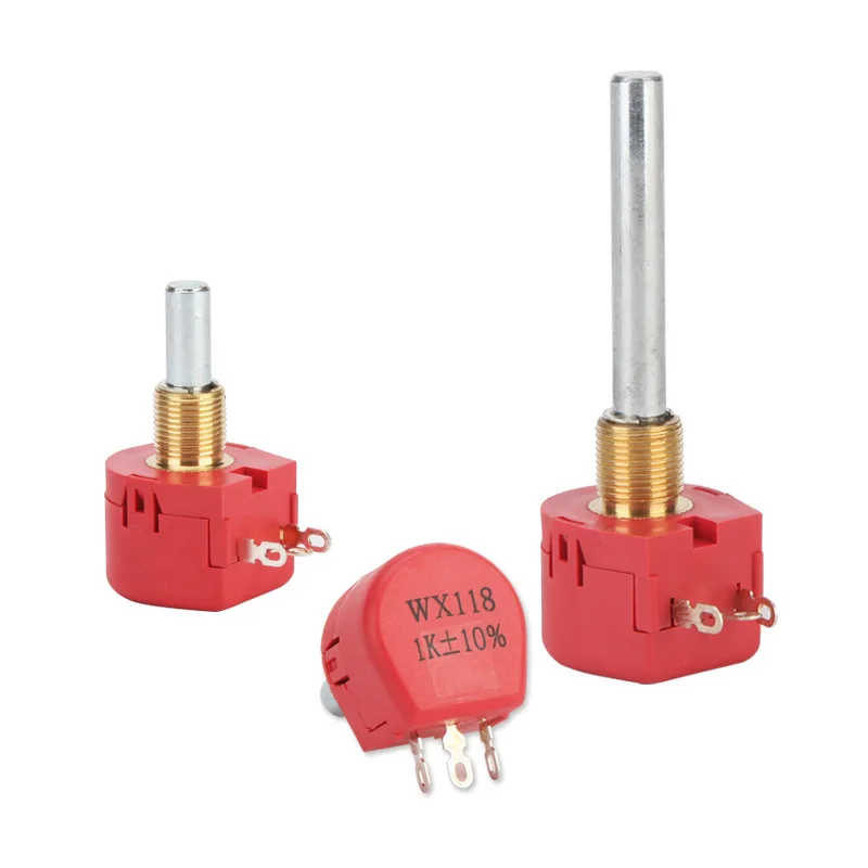 WX118 Red 23mm 49mm shaft linear 1k 2k 5k 10k 22k ohm 1w 5% Single Turn Wirewound Potentiometer