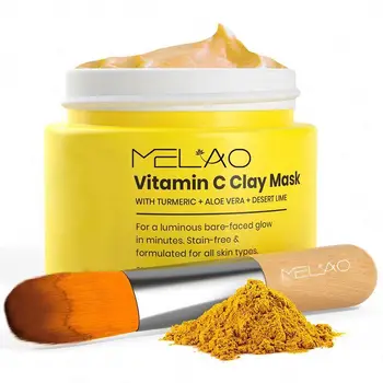 Organic Skincare Whitening Exfoliating Face Mud Turmeric Vitamin C Clay Mask