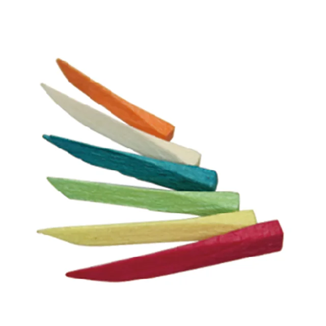 PW03 Colored Eco-friendly Dental Wooden Wedges 6 Size Woodden Wedge with Round Tips and Smooth Round Edge