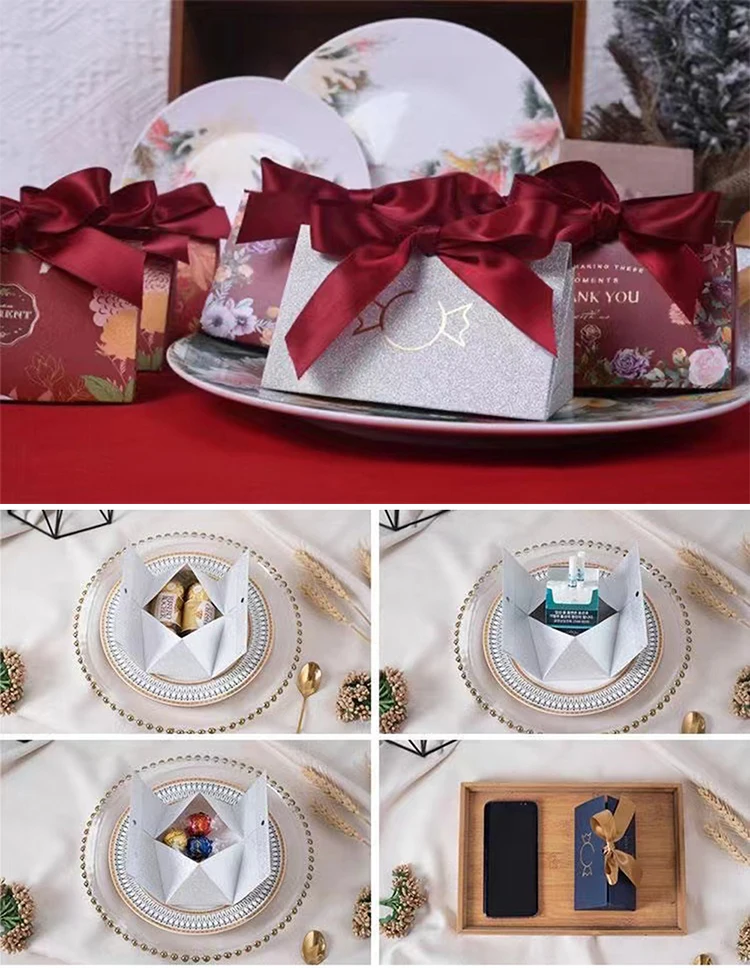 Candy Gift Bags | Lipack New Style Triangular Paper Candy Gift Bag Boutique Gift Paper Bag With Ribbon