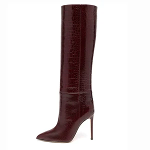 Pointed Toe Knee High Boots for Women High Heel Long Boot