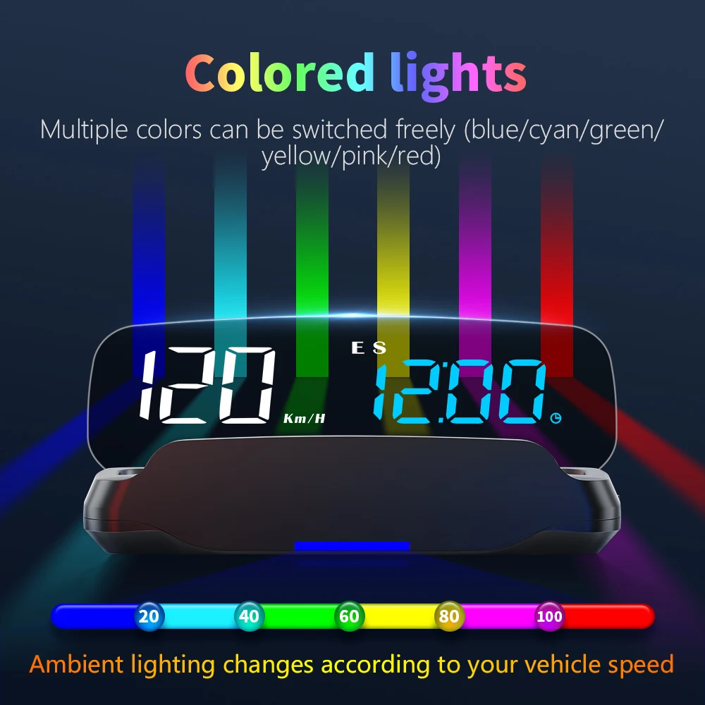 WIIYII Hud Mirror Display C7 Gps Popular Speedometer Hud Display Clock Compass Head up Displays  for Car