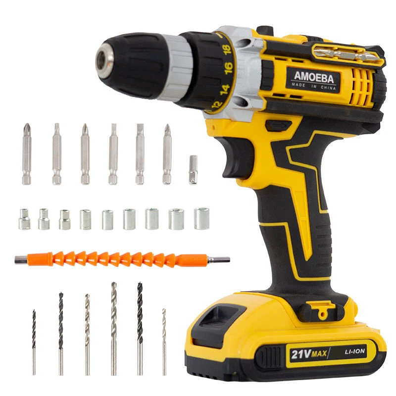 Popular Design Power Screwdriver Bor Listrik Taladro Electric Hand Drill  Machine Impact Furadeira Cordless Drill Power Tool Set
