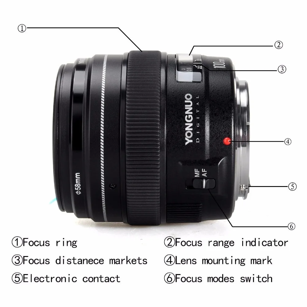 YONGNUO YN 100mmF2大口径AF/MFフォーカス中望遠プライムレンズNikon DSLREOSカメラ用Canon用固定焦点レンズ|  Alibaba.com