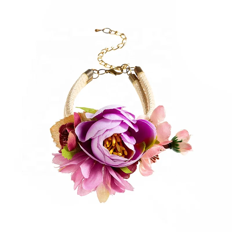 Сделанная вручную искусственная ткань с цветочным узором; Свадебные корсаж на запястье браслет с цветком для свадьбы