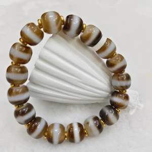 New Lucky Feng Shui Xizang Agate Dzi Beaded Bracelet Classic Style Orthodox Type Protection Jewelry